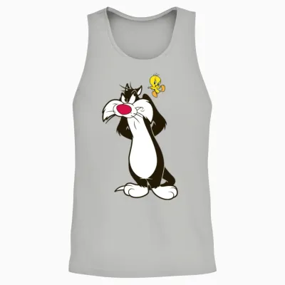 Looney Tunes Sylvester and Tweety Pose Unisex Tank Top - Ash
