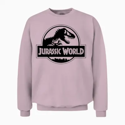 Jurassic World Classic Logo in Black Unisex Sweatshirt - Light Pink