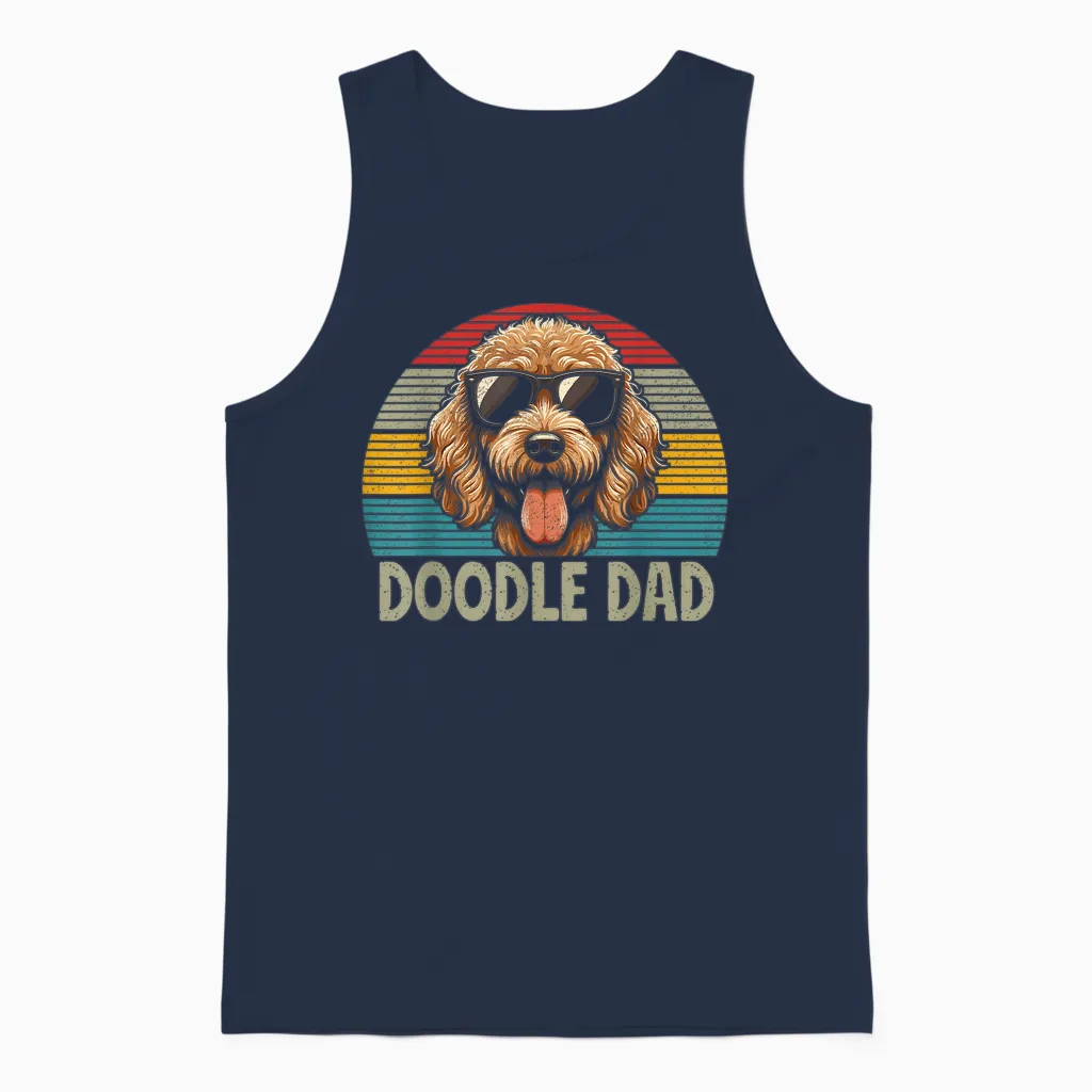 Doodle Dad Labradoodle Aussie Doodle & Goldendoodle Retro Unisex Tank Top in Navy