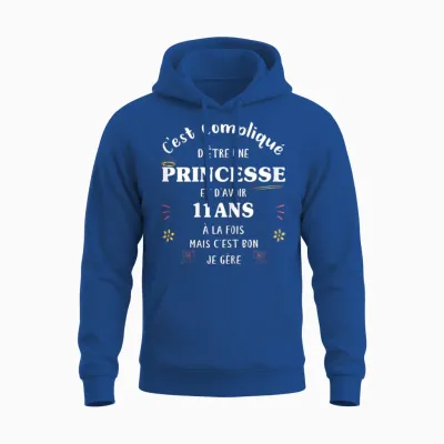 Princess and 11 Years Old Girl Funny Girl for 11 Years Old Party Unisex Hoodie - Royal