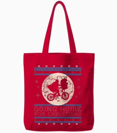 E.t. the Extra-Terrestrial Home for Christmas Tote Bags - Red
