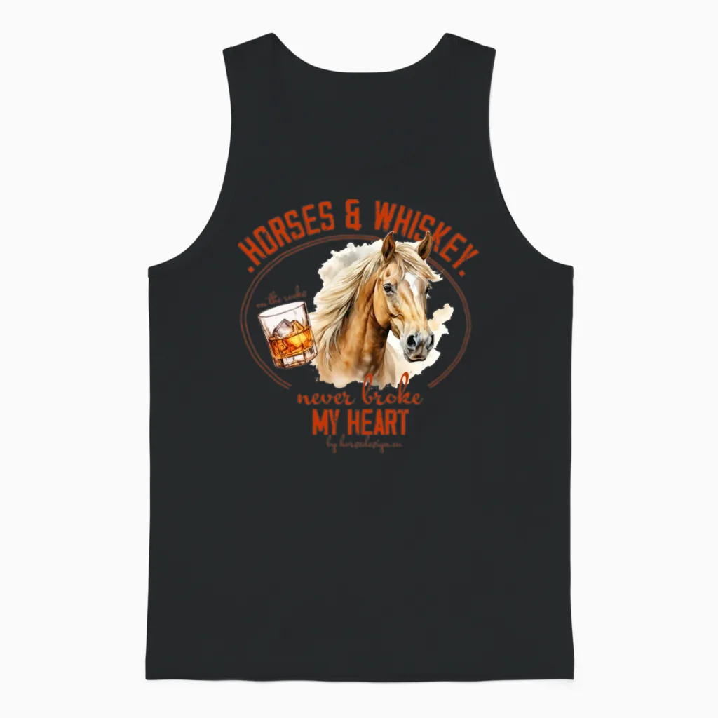 Horses Und Whiskey Wine & Beer Unisex Tank Top in Black