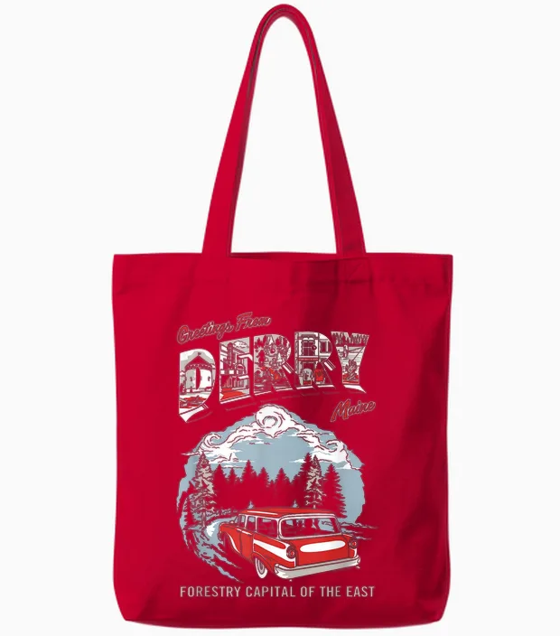 It: Welcome to Derry Greetings Tourist Horror Tv Show Tote Bags in Red