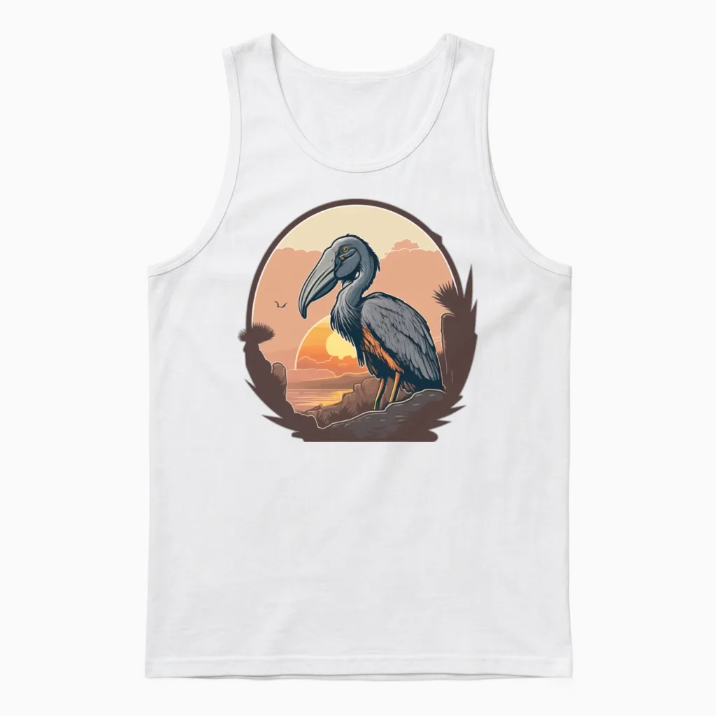 Shoebill Retro Unisex Tank Top in White