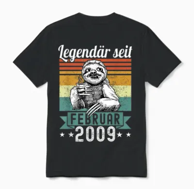 Faultier Legendär Seit Februar 2009 Geburtstag Unisex T-Shirt - Black