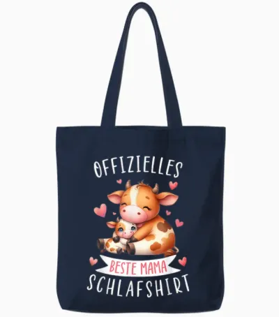Offizielles Beste Mama Schlafshirt Muttertag Rind Kuh Mama Tote Bags - Navy