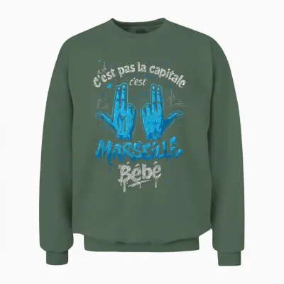 C'est Pas La Capitale C'est Marseille Unisex Sweatshirt - Military Green