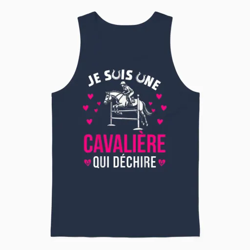 Girl Riding Horse Je Suis Une Rider Qui Déchire T-Shirt, Black, S Unisex Tank Top - Navy