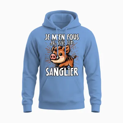 Je M'en Fous Je Suis Un Boar - Sweet Wild Boar T-Shirt, Black, S Unisex Hoodie - Carolina Blue
