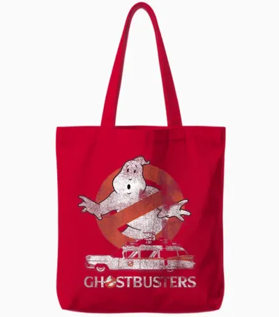 Ghostbusters No Ghost with Ectomobile Retro Movie Tote Bags - Red