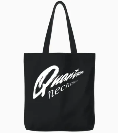 Quantum Mechanics Science Typography Tote Bags - Black