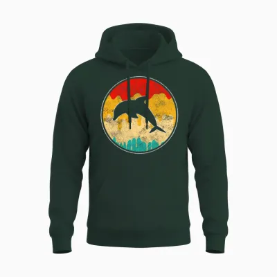 Dolphin Retro Unisex Hoodie - Forest