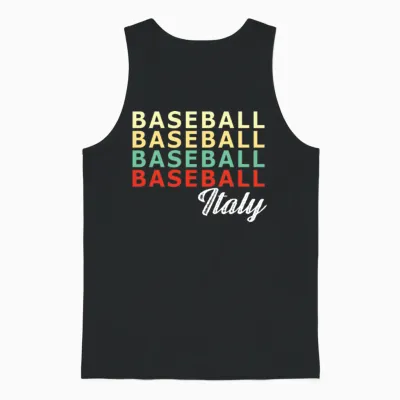 Italy Baseball Retro Color Unisex Tank Top - Black