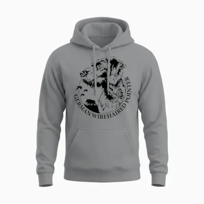 German Wirehaired Pointer Portrait Dog Mom Hound Unisex Hoodie - Sport Grey