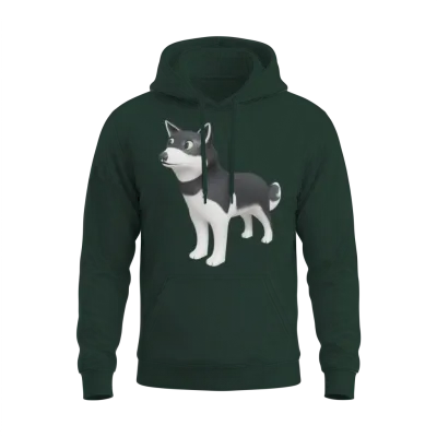 Dog- Black and White Dog Unisex Hoodie - Forest
