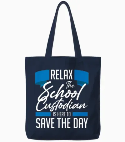 Funny School Custodian Tote Bags - Navy