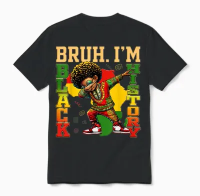 I Am Black History Dabbing Afro Men Boy Black History Month Unisex T-Shirt - Black