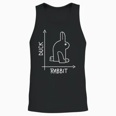 Duck or Rabbit Optical Illusion Unisex Tank Top - Black