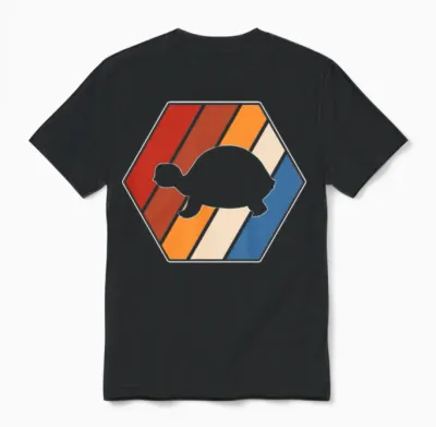 Turtle Retro Unisex T-Shirt - Black