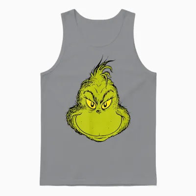 Dr. Seuss Classic Grinch Face Unisex Tank Top - Sport Grey