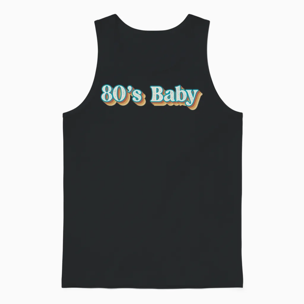 Retro Style 80's Unisex Tank Top in Black