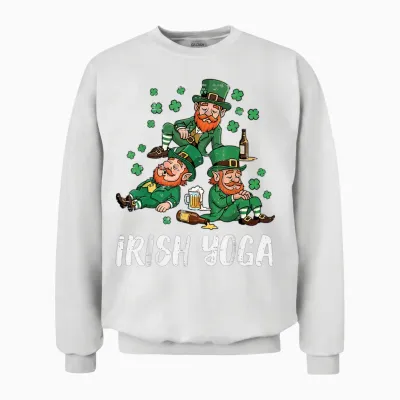 St. Patricks Day Irish Yoga Kobold Saint Paddys Herren Damen Unisex Sweatshirt - White