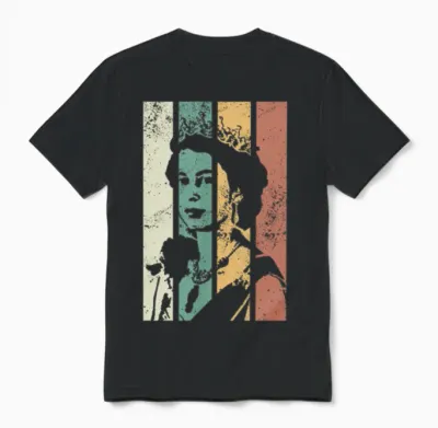 Queen Elizabeth Retro Colors Unisex T-Shirt - Black