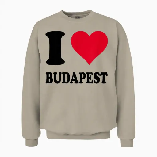 I Love Budapest T-Shirt, White, S Unisex Sweatshirt - Sand