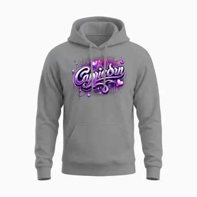 Zodiac Sign Capricorn Pink and Purple Unisex Hoodie - Sport Grey