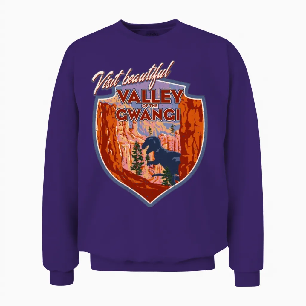Visit Beautiful Valley of the Gwangi Unisex Sweatshirt in Purple
