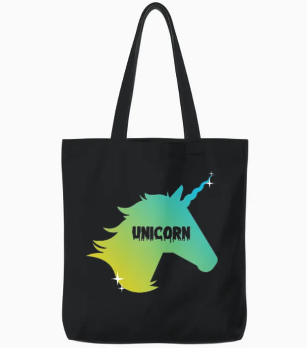 Unicorn Art Tote Bags in Black