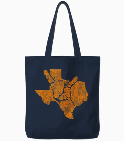 Texas Pride Hook 'em Distressed Men Women Tote Bags - Navy