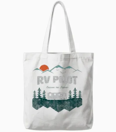 Rv Pilot Camping Shirt Motorhome Travel Vacation Gift Tote Bags - White