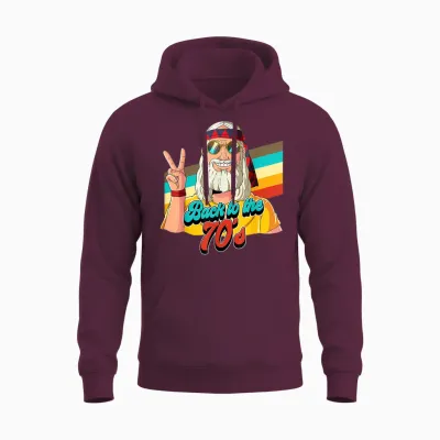 Back to the 70s T-Shirt, Black Unisex Hoodie - Maroon