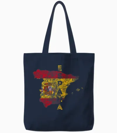 Spain Map and Flag Distressed España Tote Bags - Navy