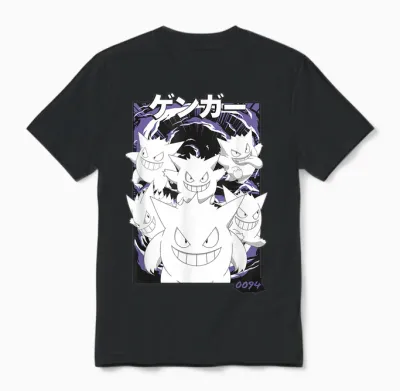 Pokémon Gengar 0094 Multiple Faces Vintage Unisex T-Shirt - Black