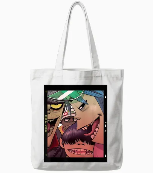 Gorillaz Polaroid Slide Tote Bags in White