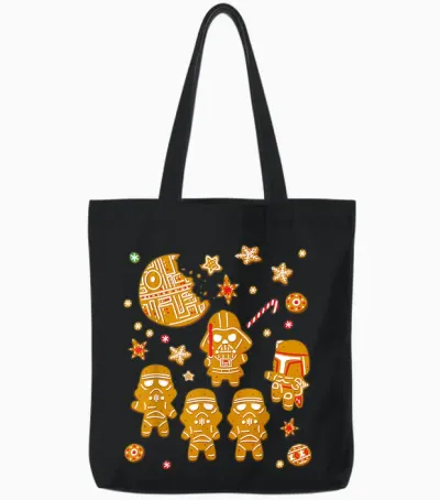 Star Wars Gingerbread Cookies Galactic Empire Holiday Tote Bags - Black