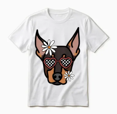 Doberman Retro Dog Unisex T-Shirt - White