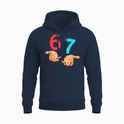 67 Six Seven 6 7 Kids 67 Teens Boys 6-7 Meme Hands 67 Funny Unisex Hoodie - Navy