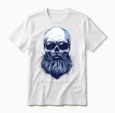 Beard Bearded Skull Skull Gift T-Shirt, Black, S Unisex T-Shirt - White