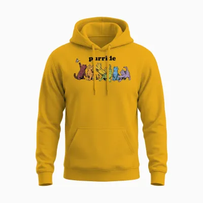 Purride Rainbow Cats Lgbtq Pride Colorful Kittens Butterfly Unisex Hoodie - Gold