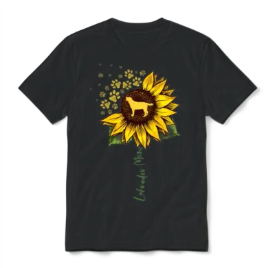 Labrador Mom Sunflower Labrador Retriever Dog Mom Unisex T-Shirt - Black