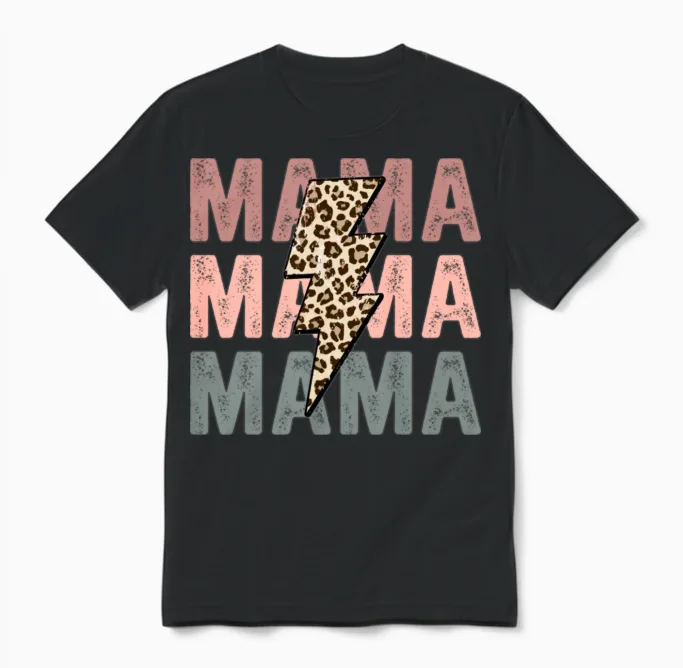Retro Vintage Leopard Mama - Mom Unisex T-Shirt - Black