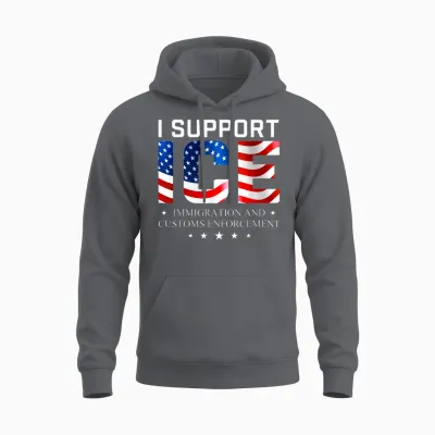 I Support Ice - Patriotic Immigration Law on Border Security Unisex Hoodie - Charcoal