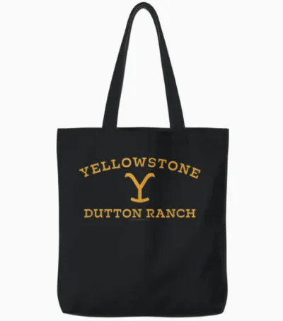 Yellowstone Large Gold Dutton Ranch Logo Tote Bags - Black