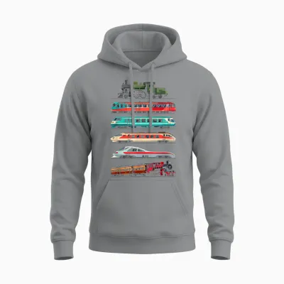Set of Trains for Boys Girls Train Locomotive Lovers Unisex Hoodie - Sport Grey