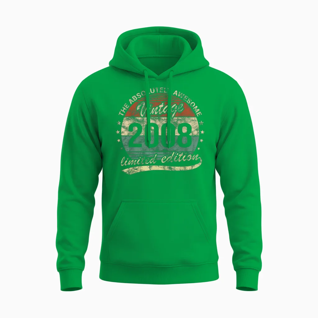 18th Birthday 2008 the Absolutely Awesome Vintage Boy Girl Unisex Hoodie in Irish Green