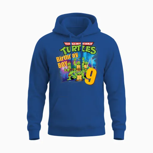 Mademark X Teenage Mutant Ninja Turtles - Kids Original Teenage Mutant Ninja Turtles Classic 9th Birthday Unisex Hoodie - Royal