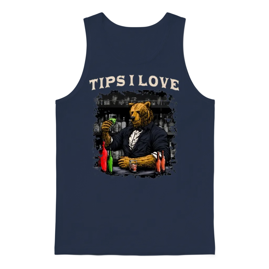 Tips I Love Funny Bartender Humor Bartending Sayin Unisex Tank Top - Navy